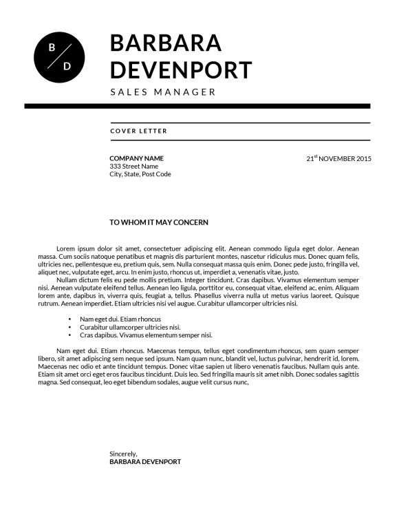 coverletter format
