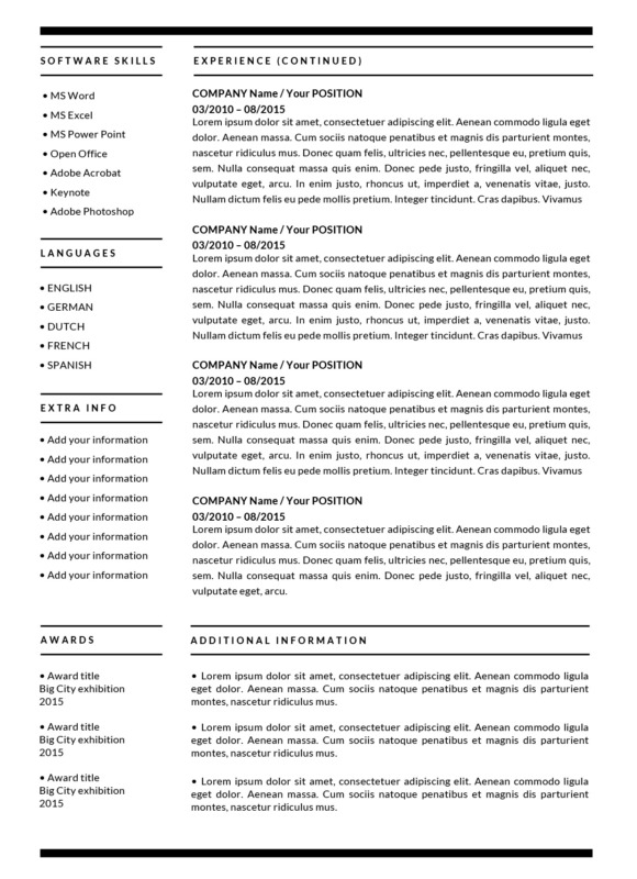 resume second page