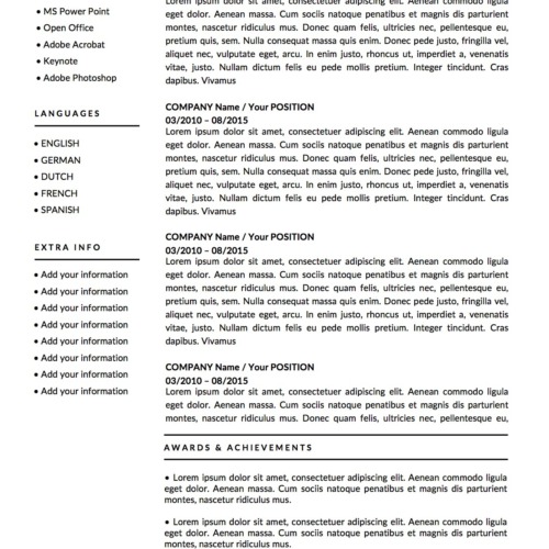 Derek Winters monochrome resume template page 2