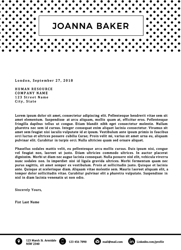 joanna baker polka dotted cover letter template