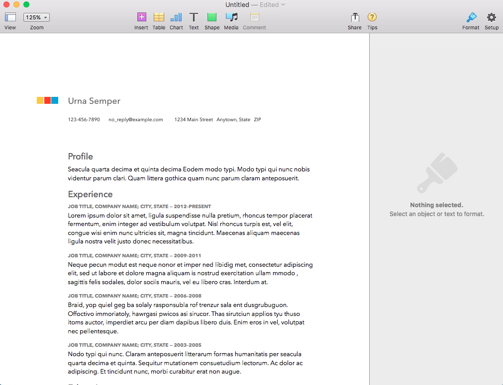 how to make a resume on macbook