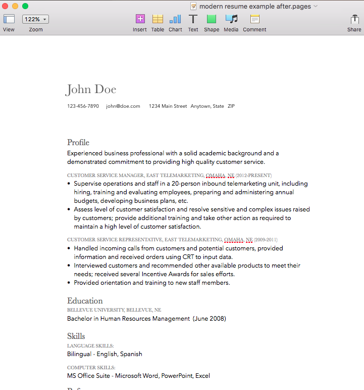 modern resume design mac pages