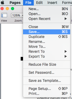 save Pages file on mac
