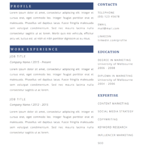 clean marketing resume template