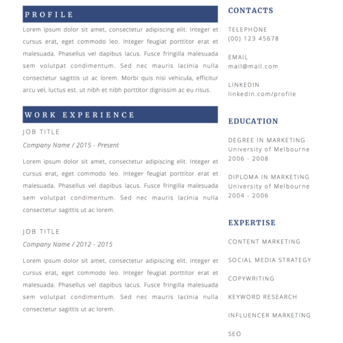 clean marketing resume template