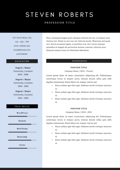 modern steven roberts resume template