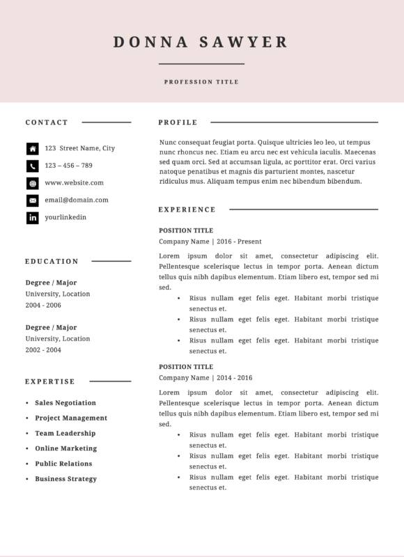 minimal resume template page 1