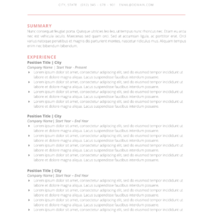 clean feminine resume template