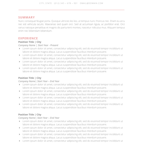 clean feminine resume template